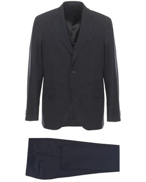 Caruso Single Breasted Suits - Bleu