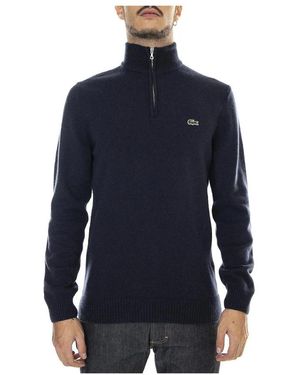 Lacoste High-Neck Short-Zip Sweater - Blau