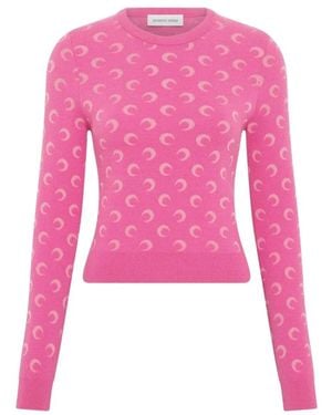 Marine Serre Round-Neck Knitwear - Rosa
