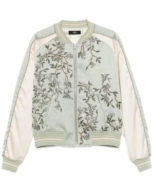 Amiri Floral-Embroidered Bomber Jacket - Wit