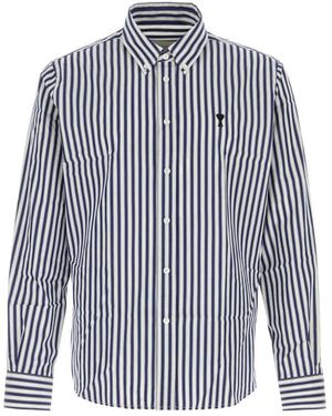 Ami Paris Overhemden ,Blauw ,Katoen Ami De Coeur Geborduurde Poplin Shirt