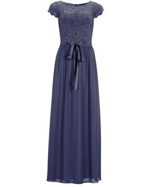 Swing Chiffon Abendkleid Mit Pailletten-Spitzenoberteil - Blau