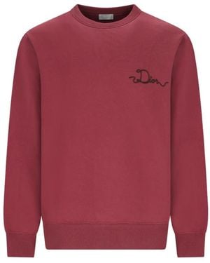 Dior Crewneck 71Cm Ribben Embroidery Fashion Fit - Rot