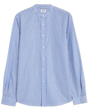 Aspesi Gestreepte Koreaanse Kraag Shirt - Blauw