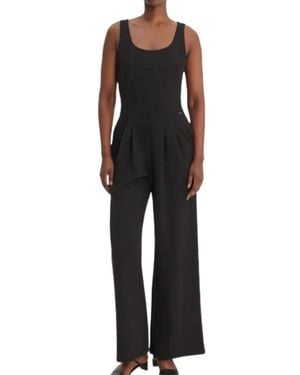 Calvin Klein Ärmelloser Jumpsuit Mit Weitem Bein - Schwarz