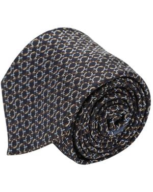 Ferragamo Gancini Print Seidenkrawatte - Grau