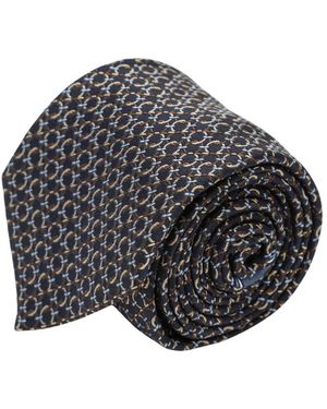 Ferragamo Gancini Print Zijden Stropdas - Grijs