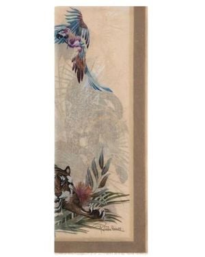 Roberto Cavalli Accessoires ,Bruin ,Stola Met Citroenprint - Naturel