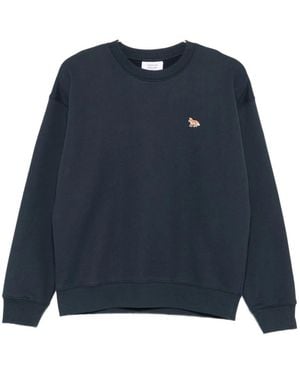 Maison Kitsuné Blauwe Vos Detail Crew Neck Sweater
