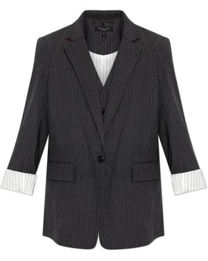 Rag & Bone Jassen ,Grijs ,Leer Jennifer Gestreept Combo Blazer & Gilet Set - Zwart