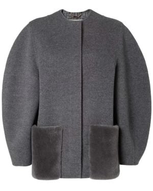 Fendi Jassen ,Grijs ,Wol Blouson Cocoon