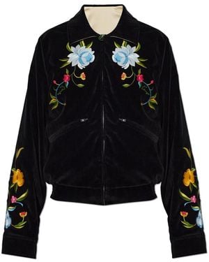 KENZO Jassen ,Zwart ,Katoen Wildflower Souvenir Jacket