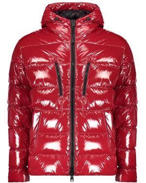 Herno Jassen ,Rood ,Leer Gewatteerd Jack Met Capuchon