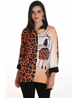 FRANK LYMAN Gewebte Top-Bluse Schwarz - Braun