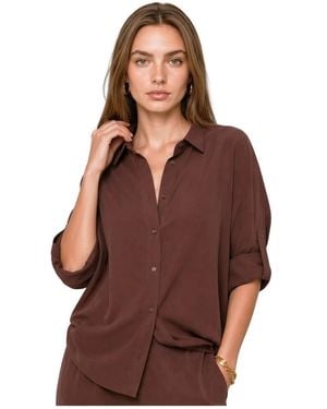 Kocca Blouse Met Knoopsluiting - Bruin