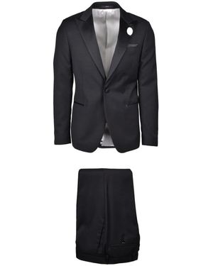 Paoloni Single Breasted Suits - Black