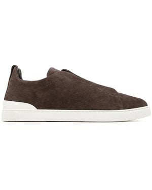 ZEGNA Wildleder-Sneaker Mit Dreifachem Stitching - Braun