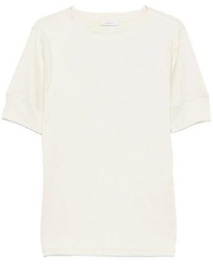 Lemaire Tops ,Ribbed Boat Neck T-Shirt - Wit