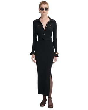 Self-Portrait Schwarzes Kleid Mit Knopfverschluss Vorne