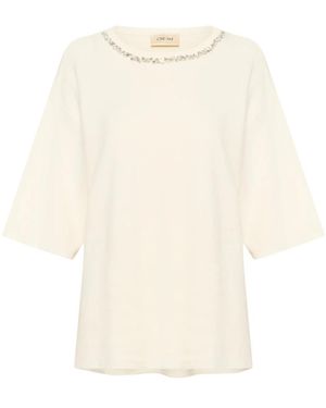 Cream Round-Neck Knitwear - Neutre