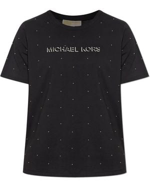 Michael Kors Tops ,Zwart ,Katoen T-Shirt Met Studs