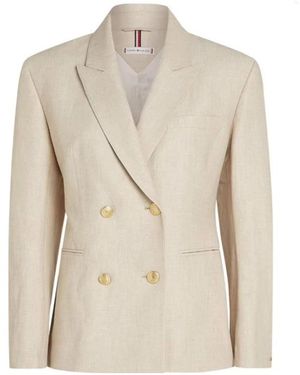Tommy Hilfiger Schmale Leinenmischung Doppelreiher-Blazer - Natur