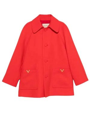 Valentino Garavani Single-Breasted Coats - Red