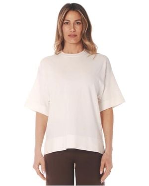 Alpha Studio Tops ,Wit ,Maglia Girocollo Over A Mezza Manica