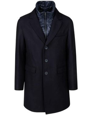 Herno Jassen ,Blauw ,Wol Diagonal-Effect Melton Wollen Jas