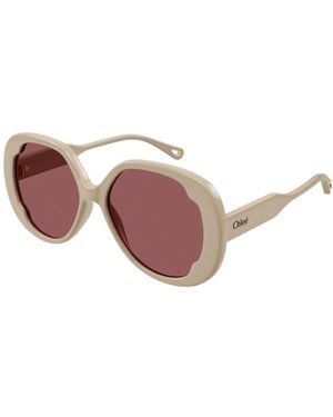 Chloé Accessoires ,Leer Zonnebril - Roze