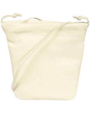 Il Bisonte Leren Crossbody Tas Met Koordsluiting - Wit