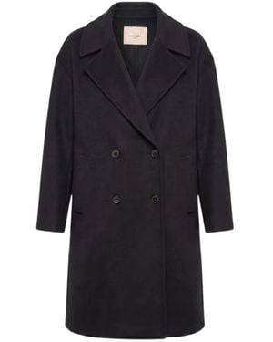 Twinset Double-Breasted Coats - Nero