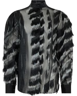 Alberta Ferretti Overhemden ,Zwart ,Polyester Moderne Blouse Met Een Mix Van Elegante Texturen