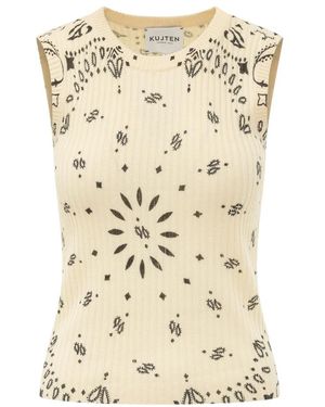 Kujten Truien & Vesten ,Kasjmier Ribbi Bandana Tank Top - Naturel
