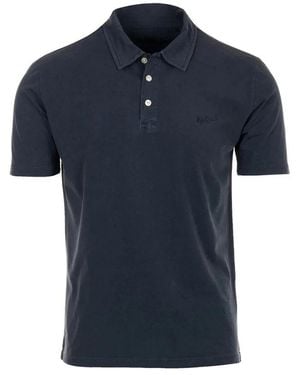 Woolrich Kurzarm Stone Washed Polo - Blau
