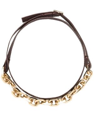 Plan C Accessoires ,Bruin ,Leer Leren Ketting - Metallic