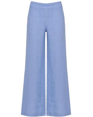 120% Lino Wide-Leg Broeken - Blauw