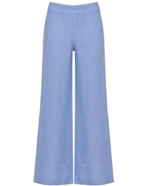 120% Lino Wide Trousers - Blue