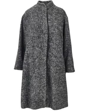 Emporio Armani Melange Wol Jas Met Opstaande Kraag - Grijs