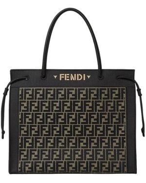 Fendi Tassen ,Bruin ,Logo Roma Shopper - Zwart