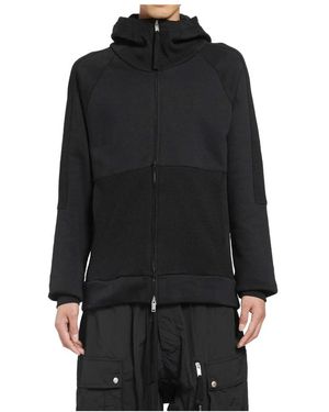 Thom Krom Hoodies & Sweatvesten ,Zwart ,Katoen Hooded Zip-Up Sweatshirt