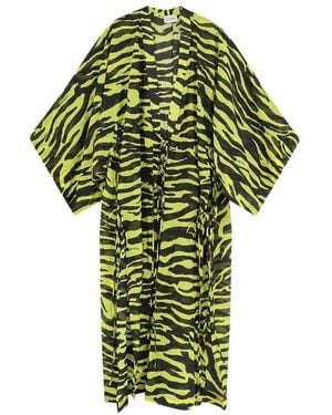 The Attico Tiger Print Maxi Kaftan Dress - Green
