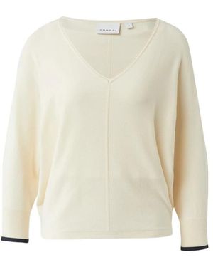 Comma, V-Ausschnitt Strickpullover - Weiß