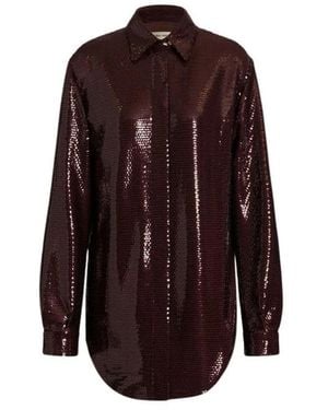 Alberta Ferretti Glanzende Pailletten Blouse - Rood