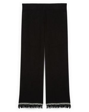 FIORELLA RUBINO Broeken ,Zwart ,Polyester Flare Knit Pants With Fringe