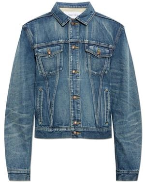 McQueen Vintage-Effekt Denimjacke - Blau