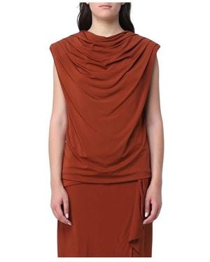 FEDERICA TOSI Bronzefarbenes Drapiertes Midi-Kleid - Rot