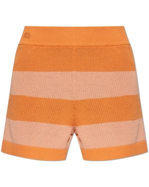 Lacoste Korte Broeken ,Oranje ,Katoen Gestreept Mesh Knit Shorts