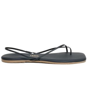 TKEES Schoenen ,Zwart ,Leer Square Toe Millie Sandal - Blauw