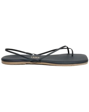TKEES Schoenen ,Zwart ,Leer Square Toe Millie Sandal - Blauw